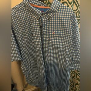 Men’s Blue and White Checkered shirt by John Browning A142